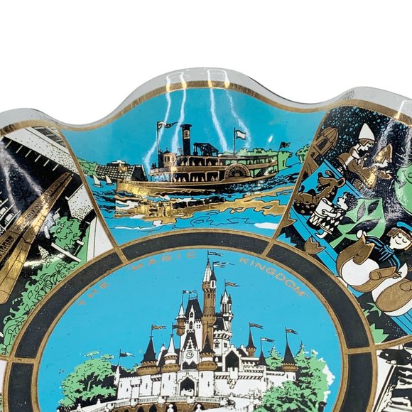 Vintage Walt Disney World Souvenir Plate Dish 1960s Magic Kingdom Ruffed Edge - Picture 9 of 13